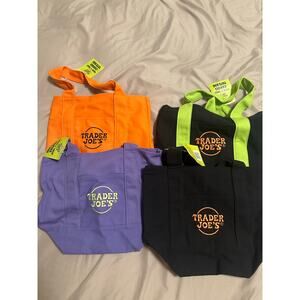 Trader Joe's Mini Canvas Tote Bag Trick or Treat Halloween Set of 4 Viral NWT